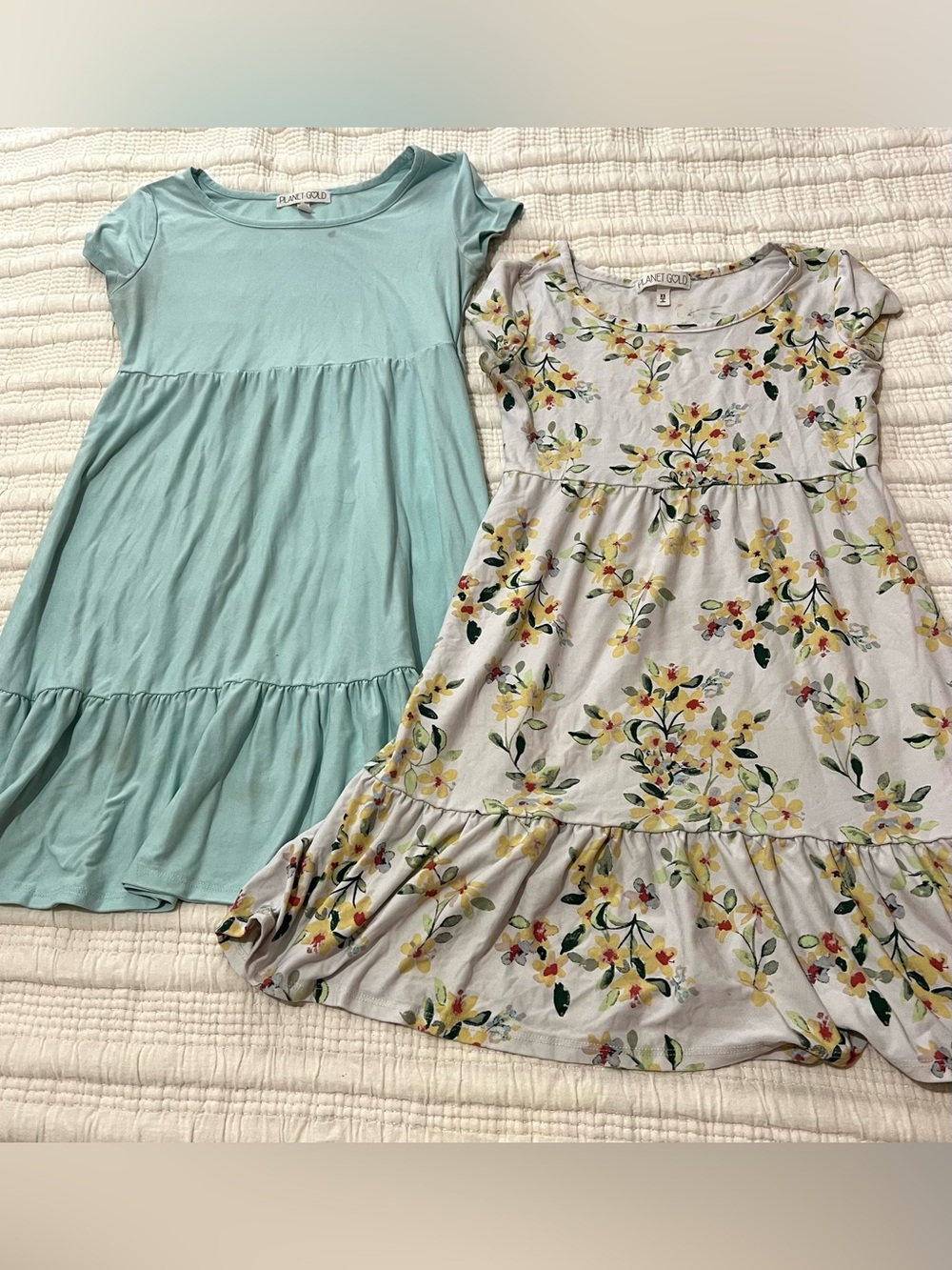 Juniors Tiered Mini Dress Set Lot Of 2 Size S XS Floral Mint Sundress See Pics